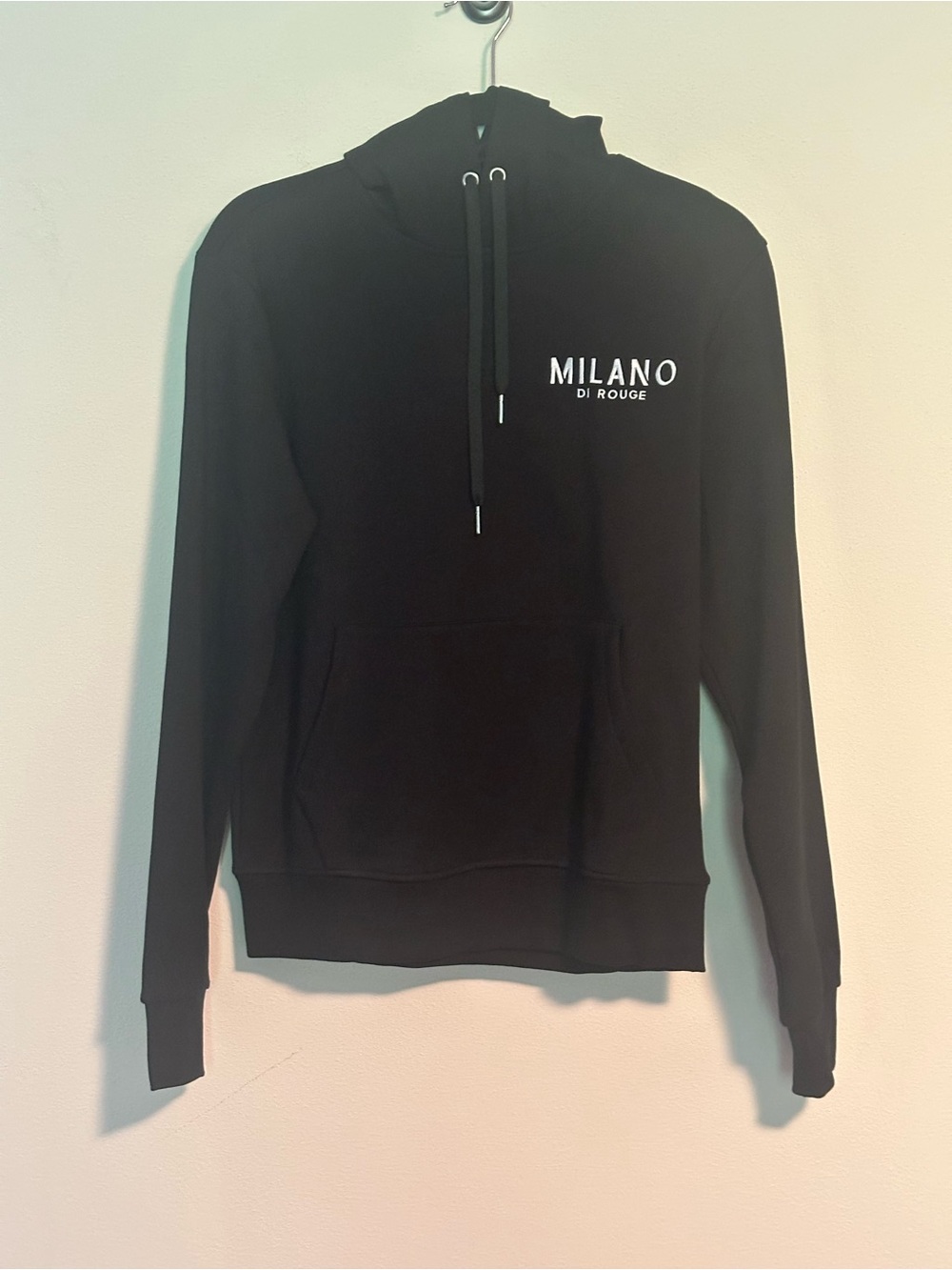 Milano Di Rouge Nola Hoodie Unisex Small Black White Logo Pullover NWT